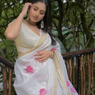 Mundu saree - Lotus