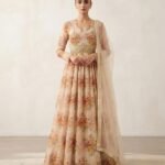 The Blush Peach Floral Georgette Anarkali Set