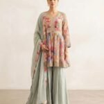The Sky blue Bloom Peplum Sharara Set