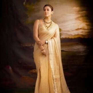 Golden Beige - Tissue Silk Saree