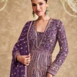 Royal purple Heavily Embroidered Anarkali Set