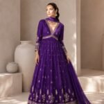 Purple Embroidered Anarkali set