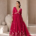 Pink Embroidered Anarkali set