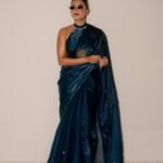 Royal Teal Shimmer - Organza Saree