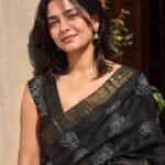 Midnight Black Floral Embroidered -  Tissue Saree