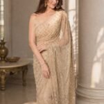 Gold Net Saree - New