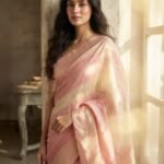 Rose Pink Striped - Banaras Saree