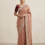 Dusky Peach stone - Embellished Saree