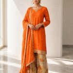 Vibrant orange - Floral palazzo suit