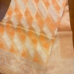 Peach Dual-Tone Diamond - Banaras Saree