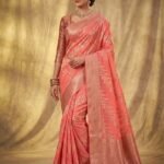 Peach Feather - Banaras Saree