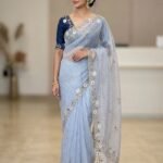 Sky Blue - Embellished Saree