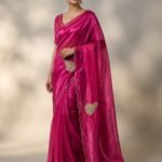 Hot Pink Shimmer - Organza saree