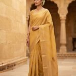 Mustard Gold Jacquard  - Tissue Saree