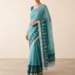Ocean Breeze Embroidered- Tissue Saree