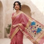 Dusty Rose Paithani -  Tissue Saree