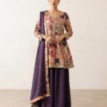 The Deep Plum Floral Peplum - Sharara Set