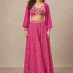 The Fuchsia Leheriya Crop Top & Skirt Set