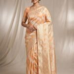 Peach Dual-Tone Diamond - Banaras Saree