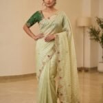 Sage Green - Striped Saree