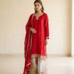 Crimson Red - Floral palazzo suit