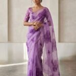 Purple Floral - Organza saree
