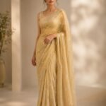 Butter Yellow Sequined - Silk Saree