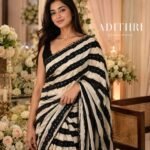 Black & Off-White Striped Saree