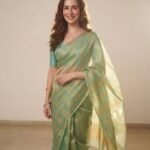Mint Green & Gold Tissue Saree