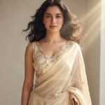 Champagne Gold creep silk Saree